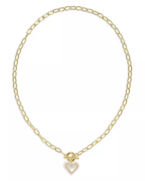 KENDRA SCOTT Ari Heart Enamel Frame Link And chain Necklace