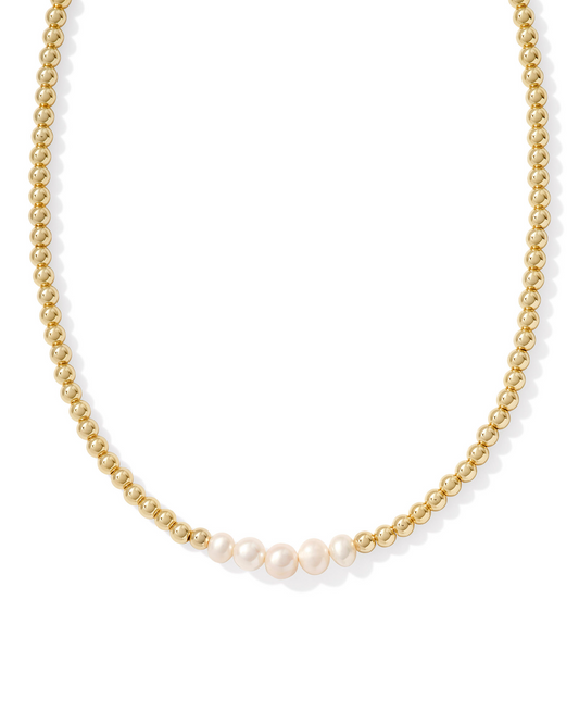 KENDRA SCOTT Eve Beaded Strand Necklace in White Pearl