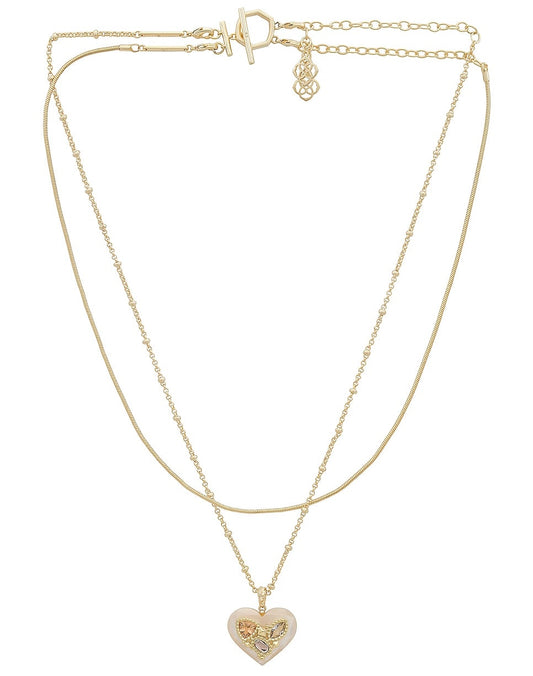 KENDRA SCOTT Penny Gold Heart Multi Strand Necklace in Ivory Mother-of-Pearl