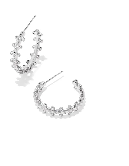 KENDRA SCOTT Jada Small Hoop Earrings in White Crystal