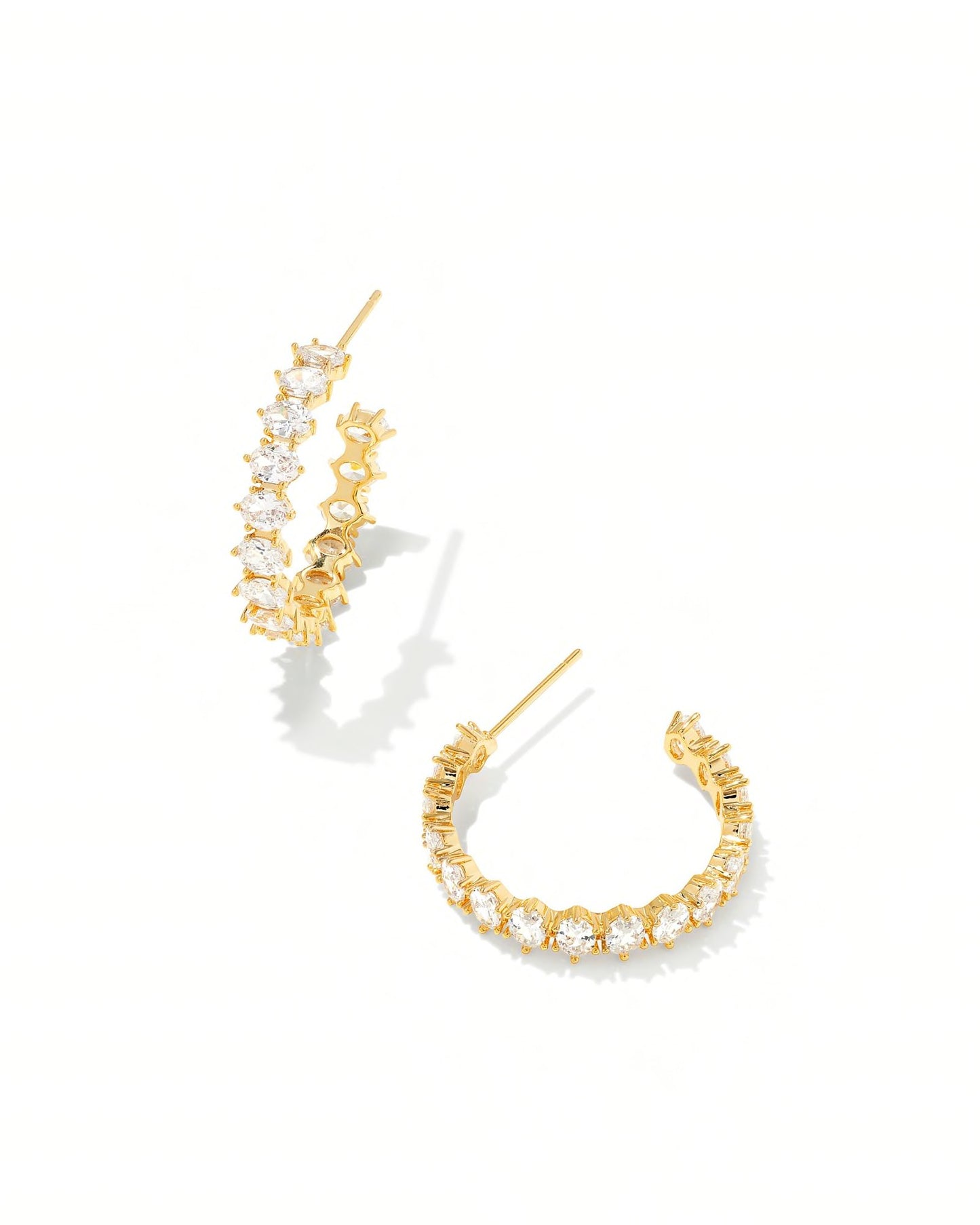 KENDRA SCOTT Caitlin Crystal Hoop Earrings in White Crystal 1 Inch