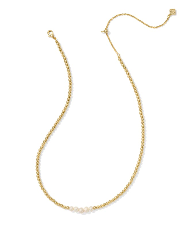 KENDRA SCOTT Eve Beaded Strand Necklace in White Pearl