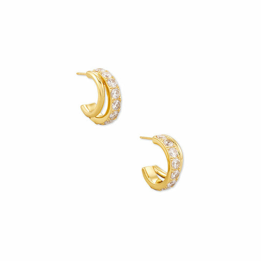 KENDRA SCOTT Pendientes Livy Huggie en cristal blanco