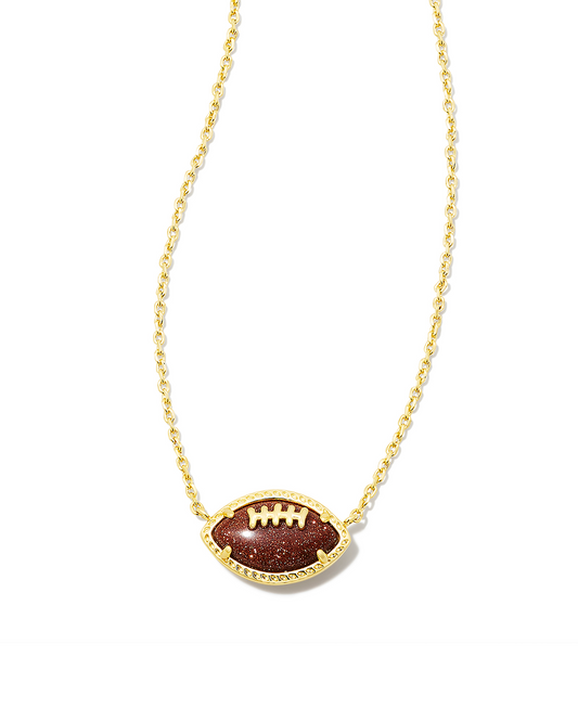 KENDRA SCOTT Football Short Pendant Necklace in Orange Goldstone