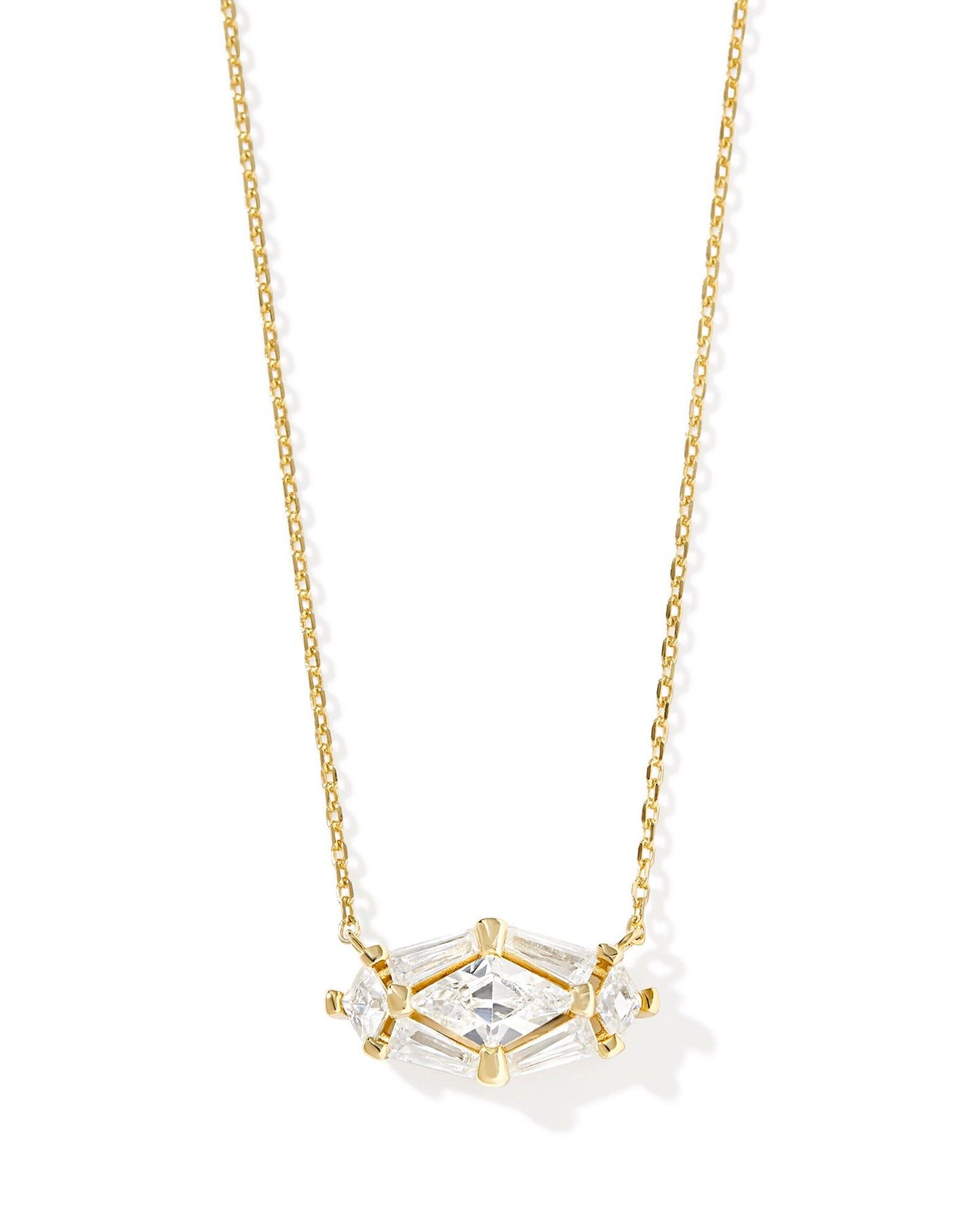 KENDRA SCOTT Lindy Rae Elisa Short Pendant Necklace in White Crystal