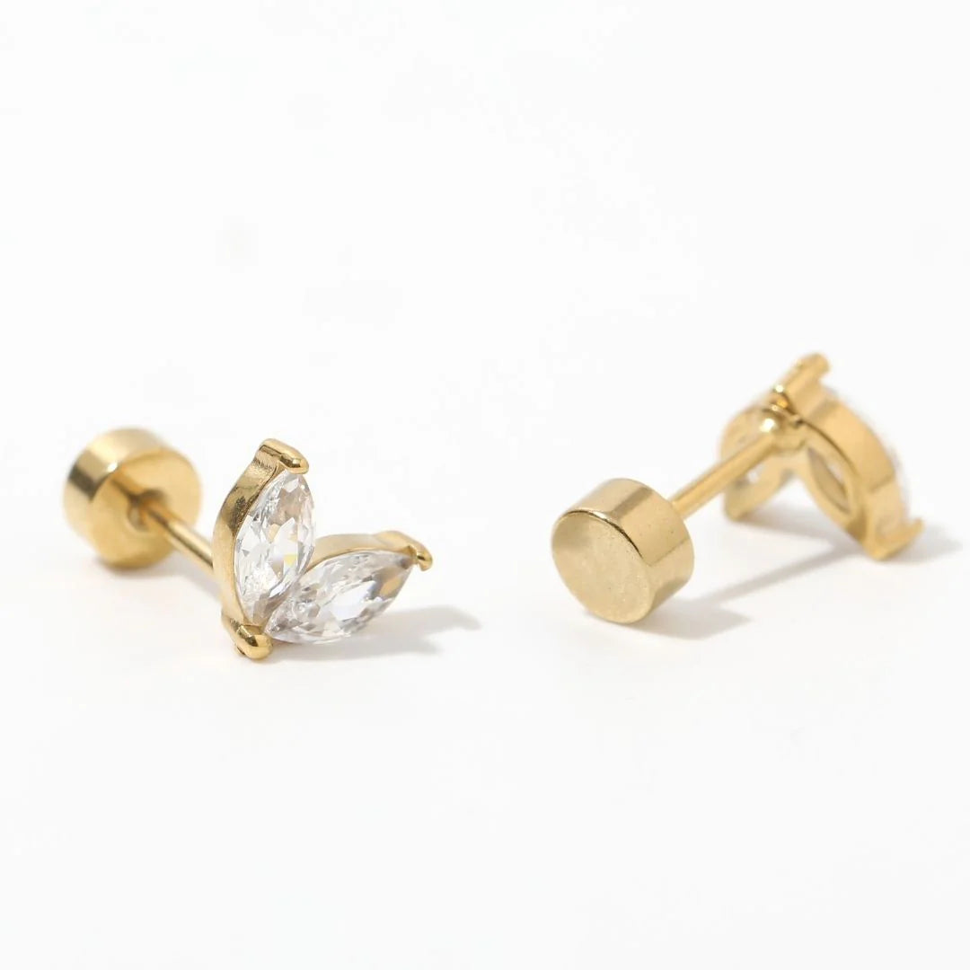 LINNY CO Gold Screwback Stud Earrings Nova