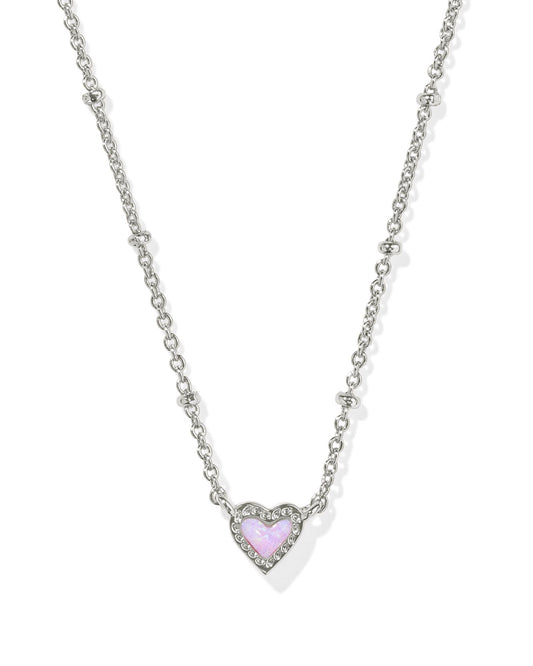 KENDRA SCOTT Mini Ari Heart Silver Satellite Short Pendant Necklace