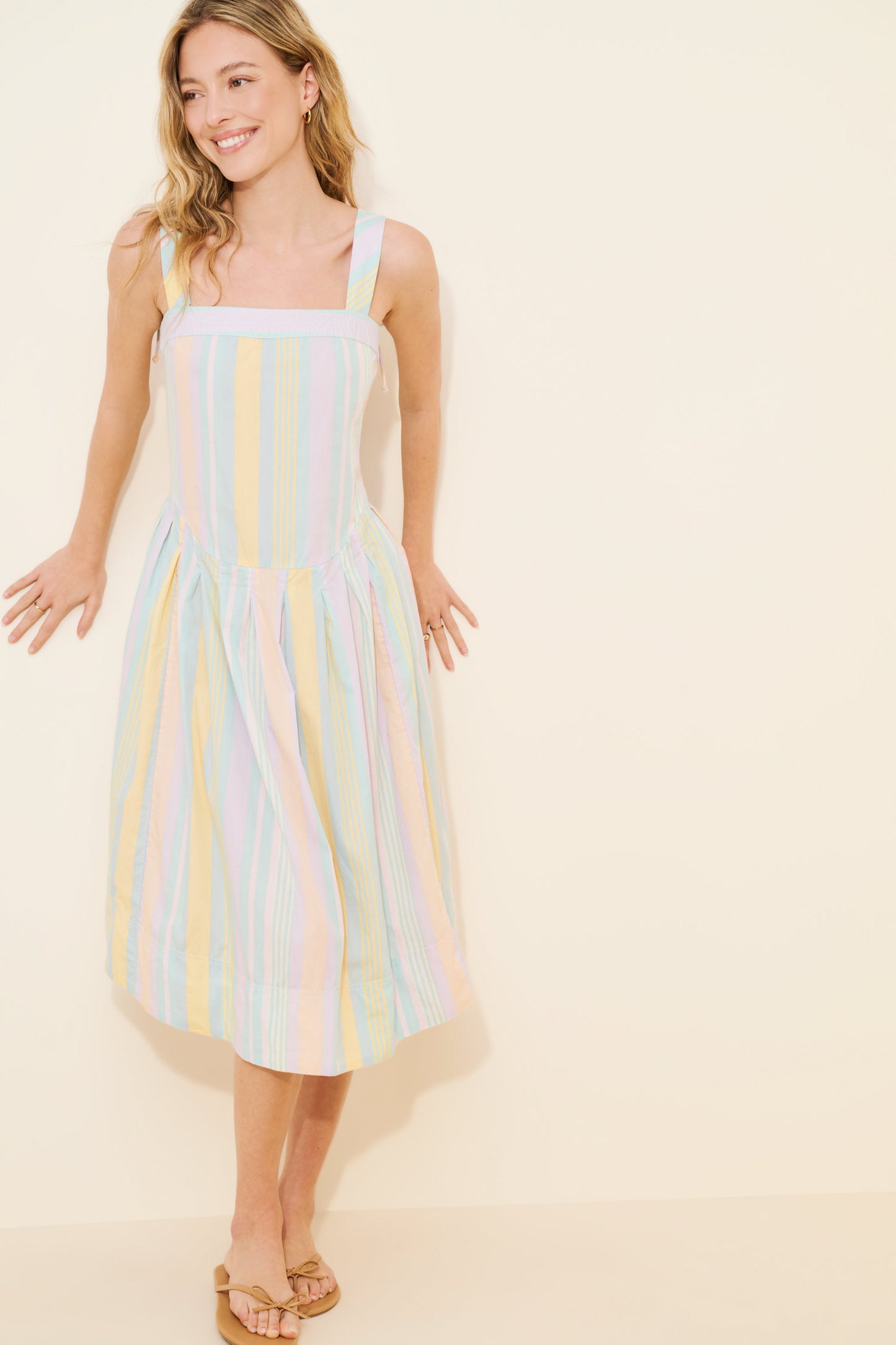 FREE PEOPLE Primavera Striped Midi Dress