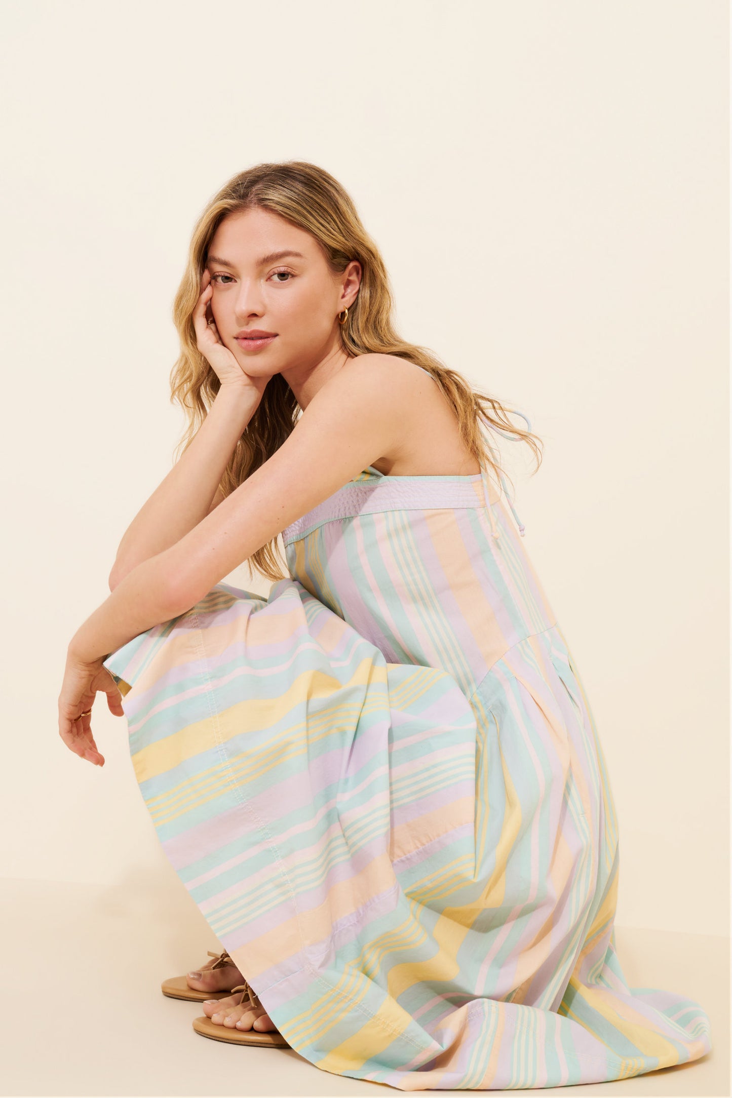 FREE PEOPLE Primavera Striped Midi Dress