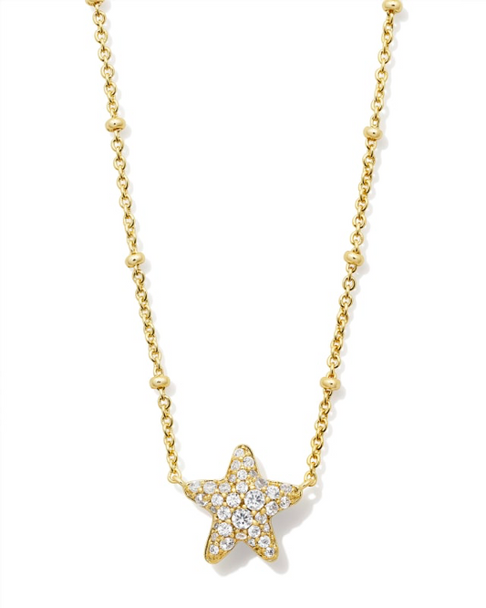 KENDRA SCOTT Jae Star Pave Short Pendant Necklace in White Crystal