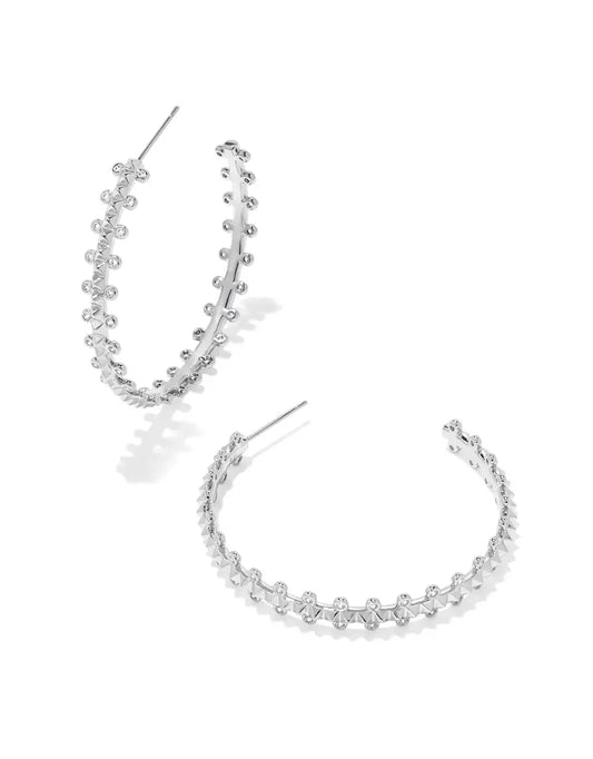 KENDRA SCOTT Jada Hoop Earrings in White Crystal