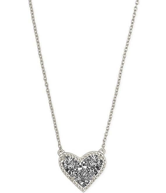 KENDRA SCOTT Ari Silver Heart Extended Length Pendant Necklace