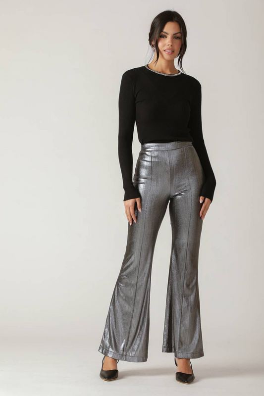 FLIRTY VIBES FOIL COATED WOVEN PANTS