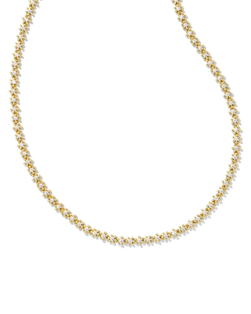 KENDRA SCOTT Collar Nydia Gold Strand en cristal blanco