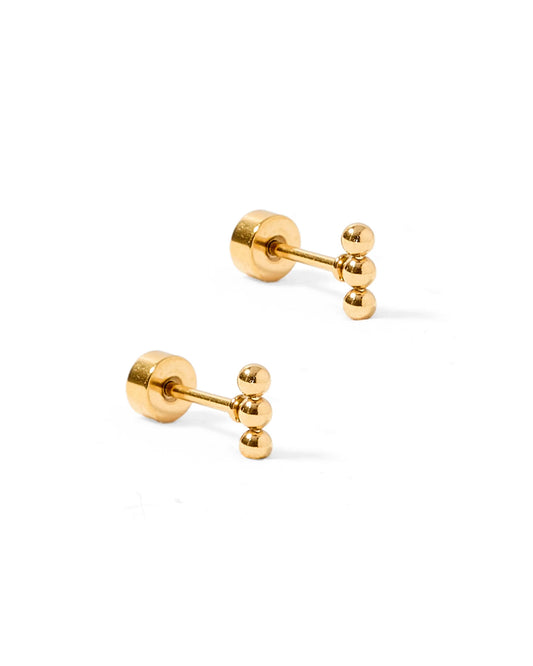 LINNY CO Gold Ball Bar Screwback Stud Earrings Tally