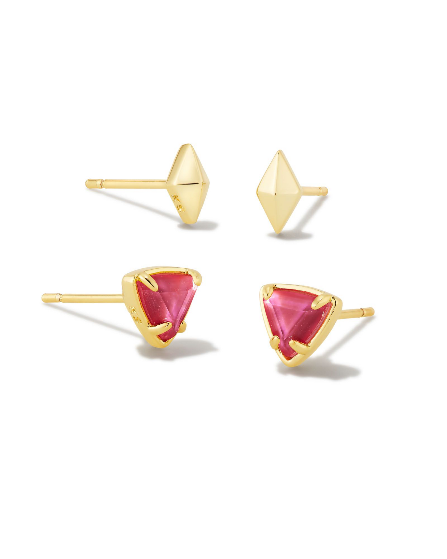 KENDRA SCOTT Greta Gold Stud Earrings Set in Magenta Illusion