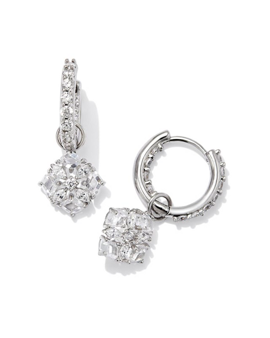 KENDRA SCOTT Dira Convertible Crystal Huggie Earrings in White Crystal