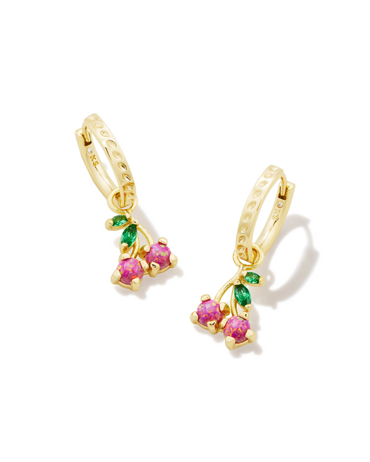 KENDRA SCOTT Cherry Huggie Earrings in Berry Kyocera Opal