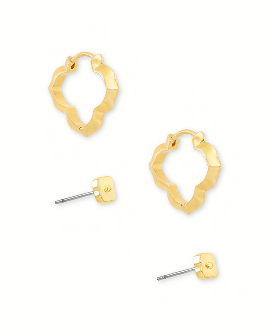 KENDRA SCOTT Abbie Vintage Gold Stud and Huggie Earring Set