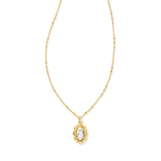 KENDRA SCOTT Piper Gold Pendant Necklace in White Howlite