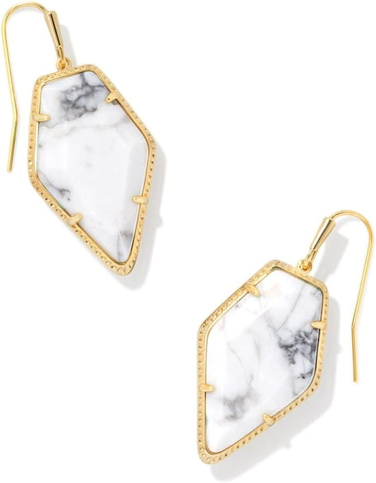 KENDRA SCOTT Framed Tessa Gold Drop Earrings in White Howltie