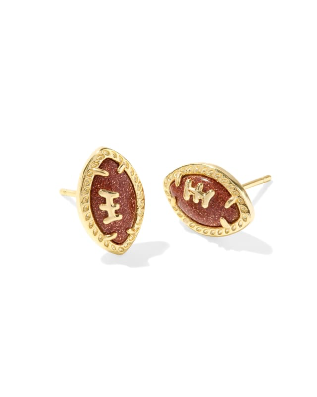 KENDRA SCOTT Football Gold Stud Earrings in Orange Goldstone