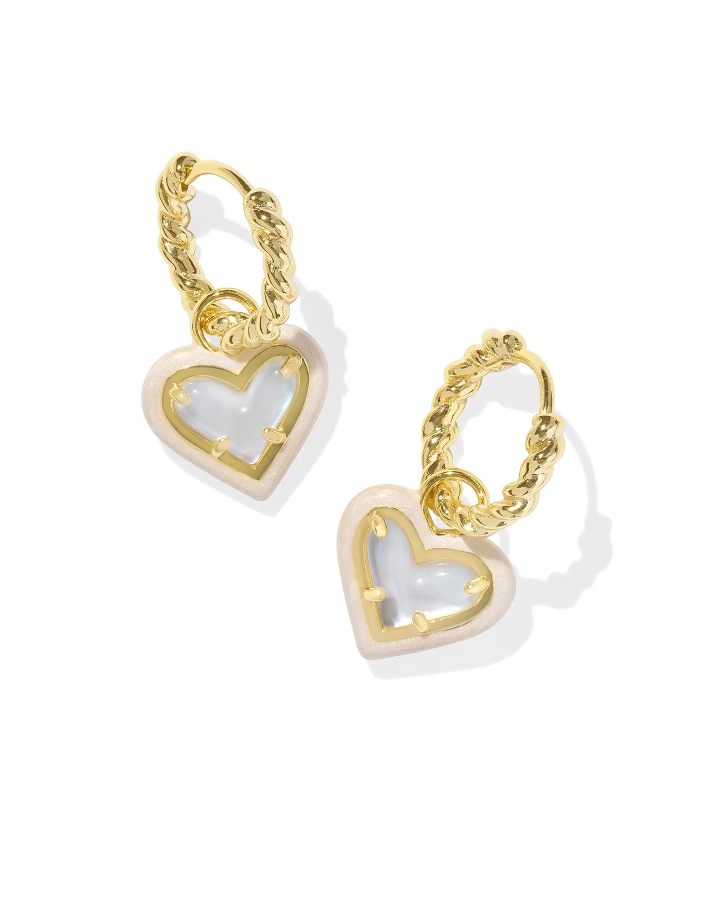 KENDRA SCOTT Ari Heart Gold Enamel Frame Huggie Earrings