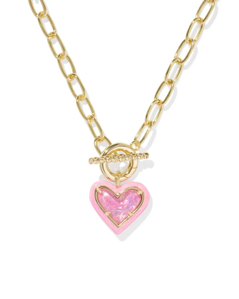 KENDRA SCOTT Ari Heart Enamel Frame Link And chain Necklace