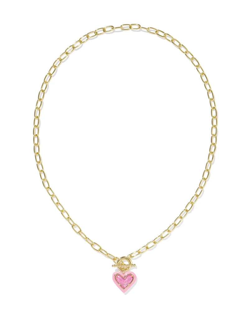 KENDRA SCOTT Ari Heart Enamel Frame Link And chain Necklace