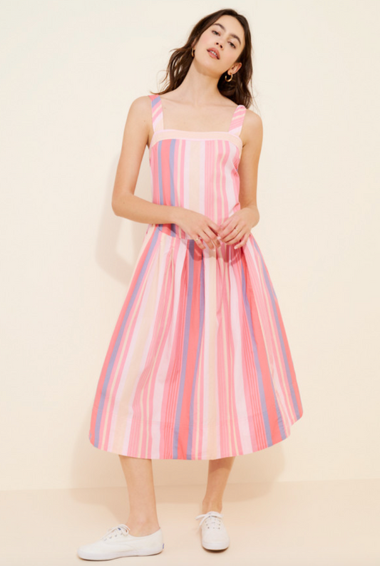 FREE PEOPLE Primavera Striped Midi Dress