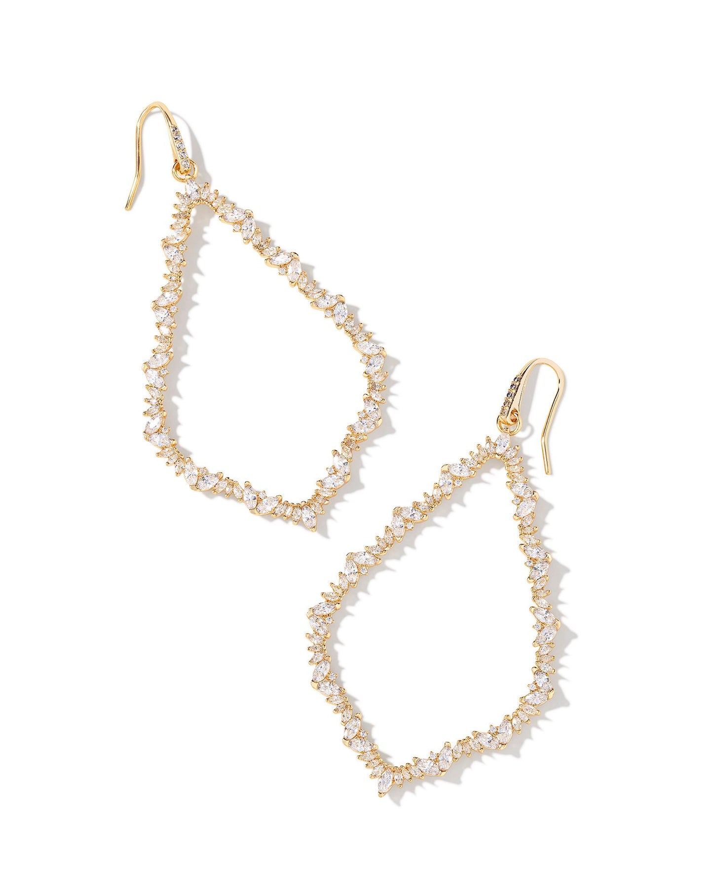 KENDRA SCOTT Sophee Crystal Gold Open Frame Earrings in White Crystal