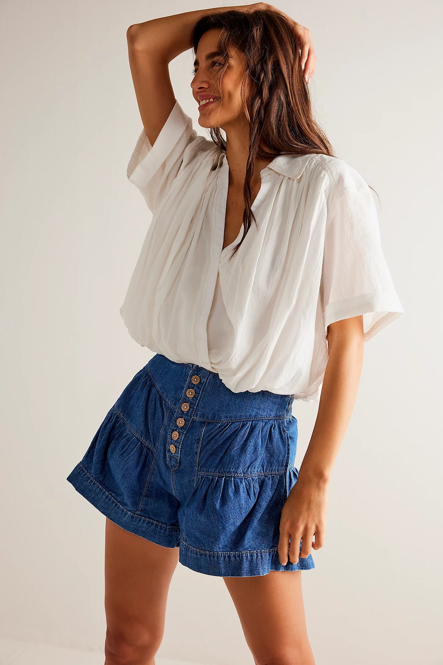 FREE PEOPLE We The Free Fleur Denim Shorts