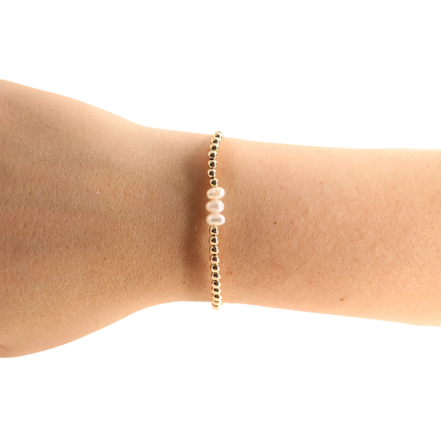 BEADED BLONDE Gold Harper Pearl Bracelet