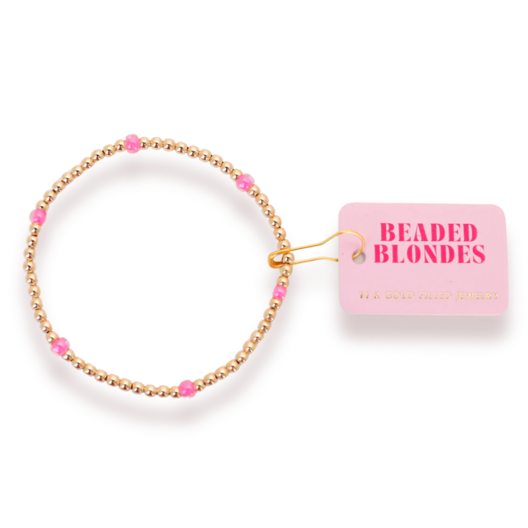 BEADED BLONDES Hot Pink Poppi Bracelet