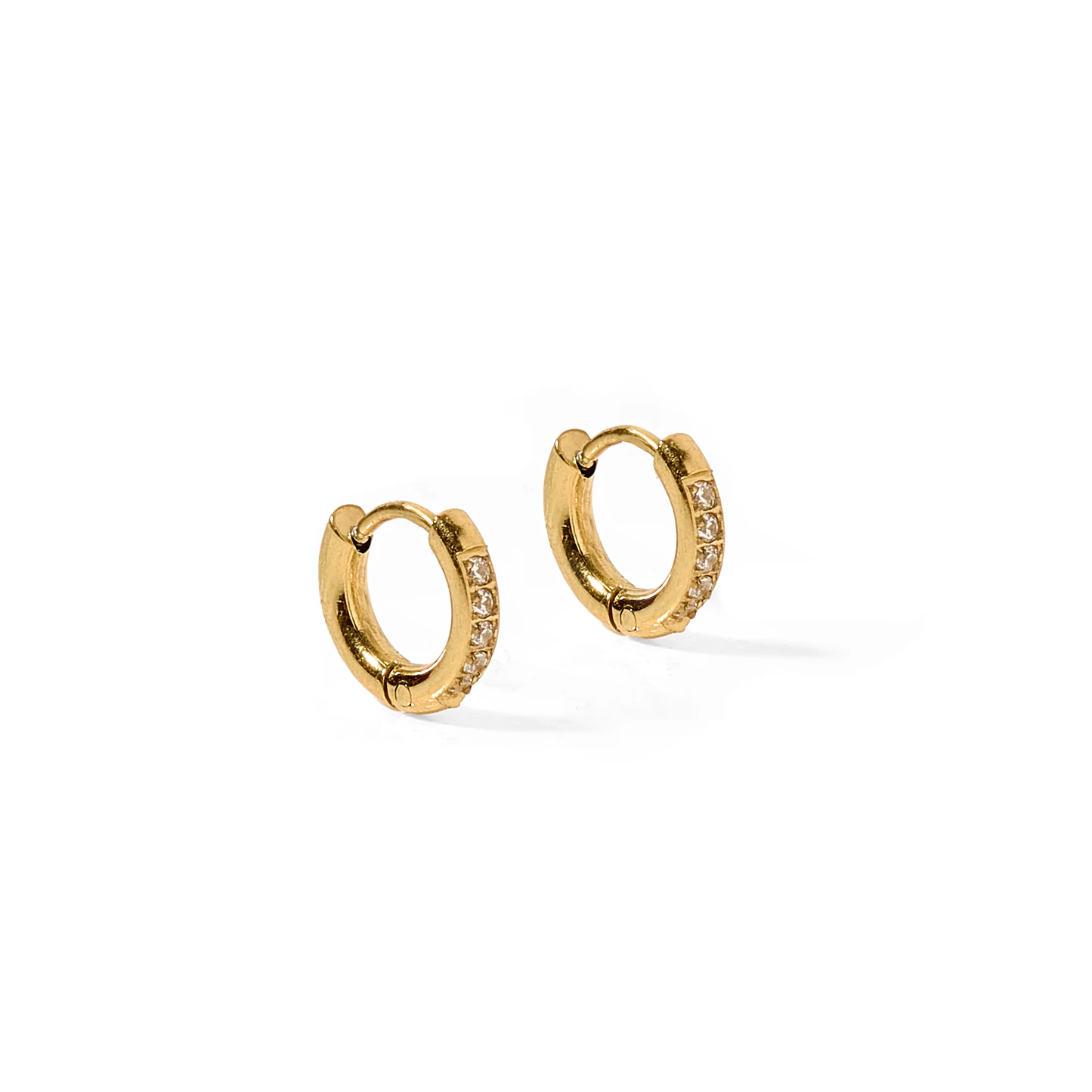 LINNY CO Gold CZ Huggie Hoop Earrings 8mm Scarlett