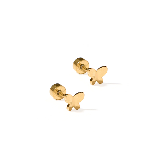 LINNY CO Gold Butterfly Screwback Stud Earrings Billie