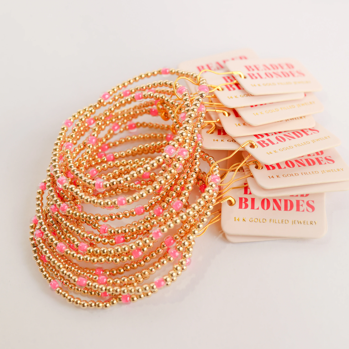 BEADED BLONDES Hot Pink Poppi Bracelet