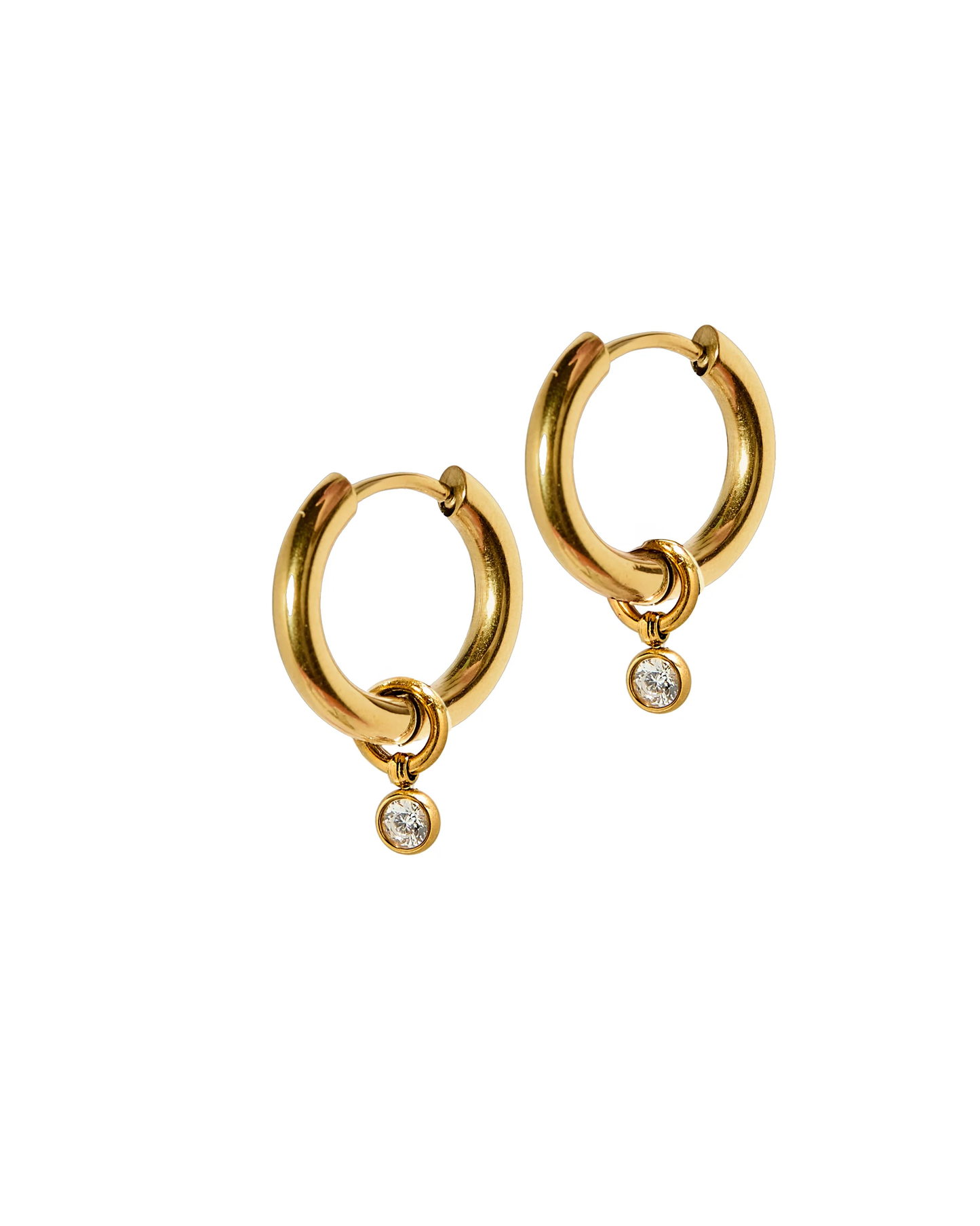 LINNY CO Gold Charm Huggie Hoop Earrings Celine