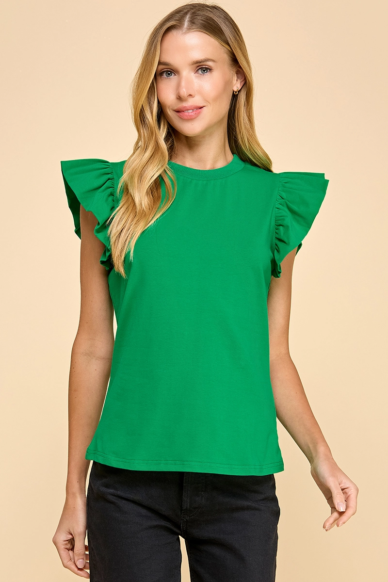 Ruffle Sleeve Poplin Top