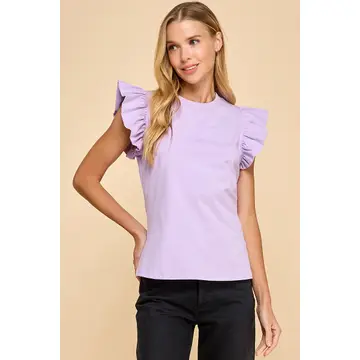 Ruffle Sleeve Poplin Top