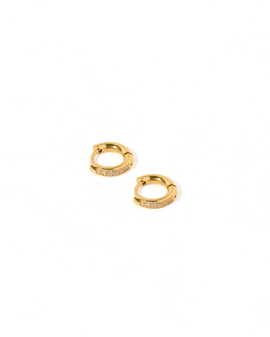 LINNY CO Gold CZ Huggie Hoop Earrings 8mm Scarlett