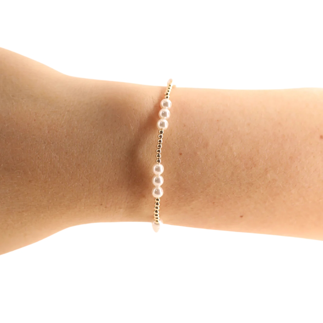 BEADED BLONDES Gold with Pearls ILY Bracelet