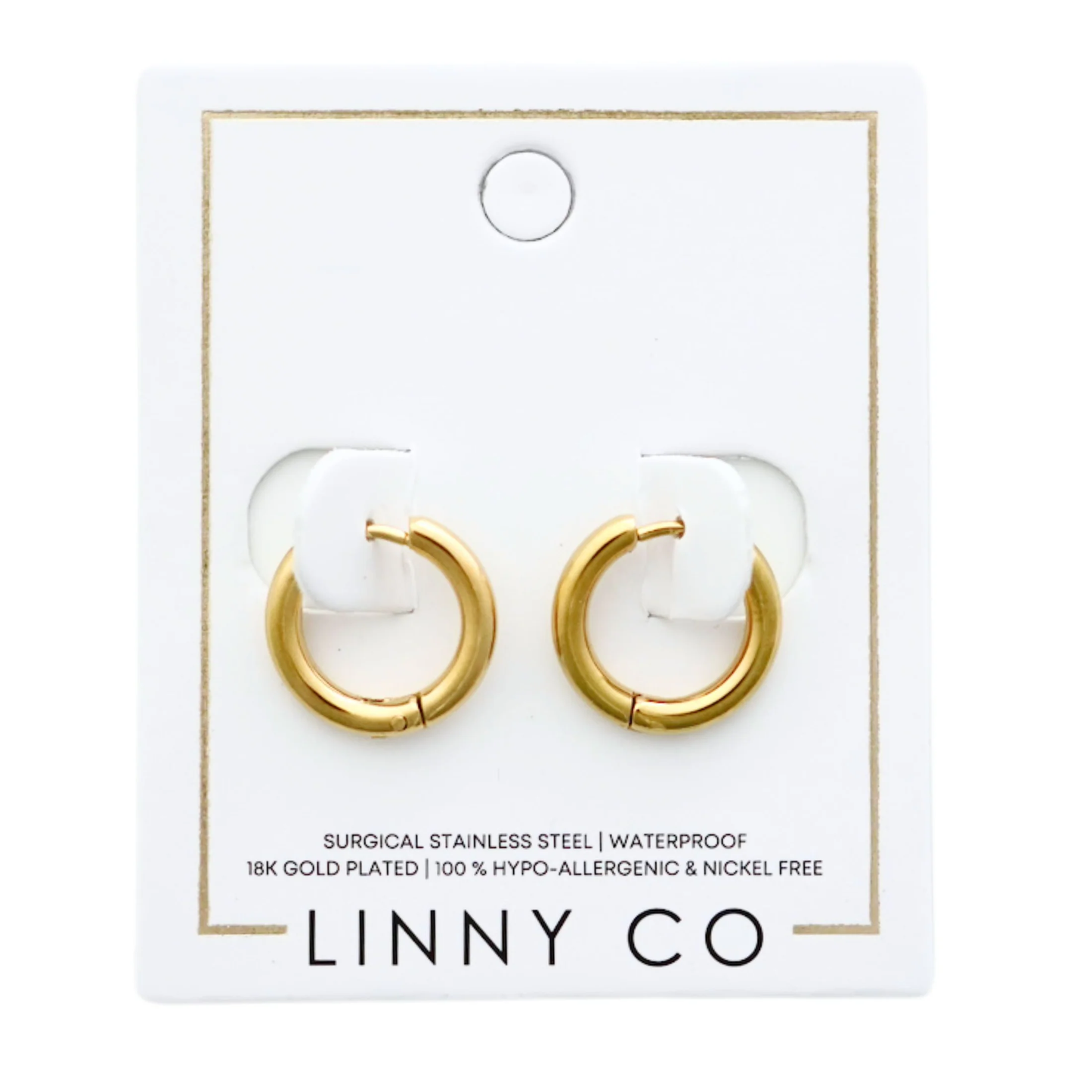 LINNY CO Gold Huggie Hoops 10mm Scarlett