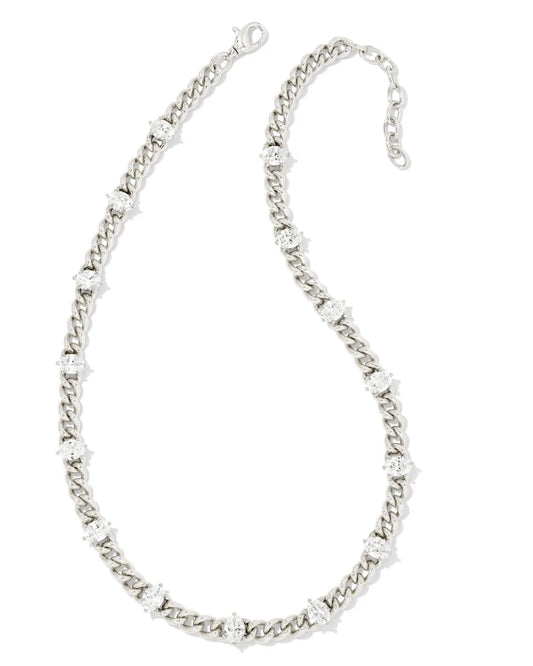 KENDRA SCOTT Cailin Crystal Chain Necklace in White Crystal