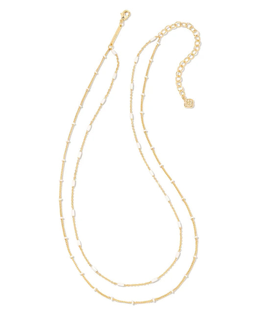 KENDRA SCOTT Dottie Gold Multi Strand Necklace in White