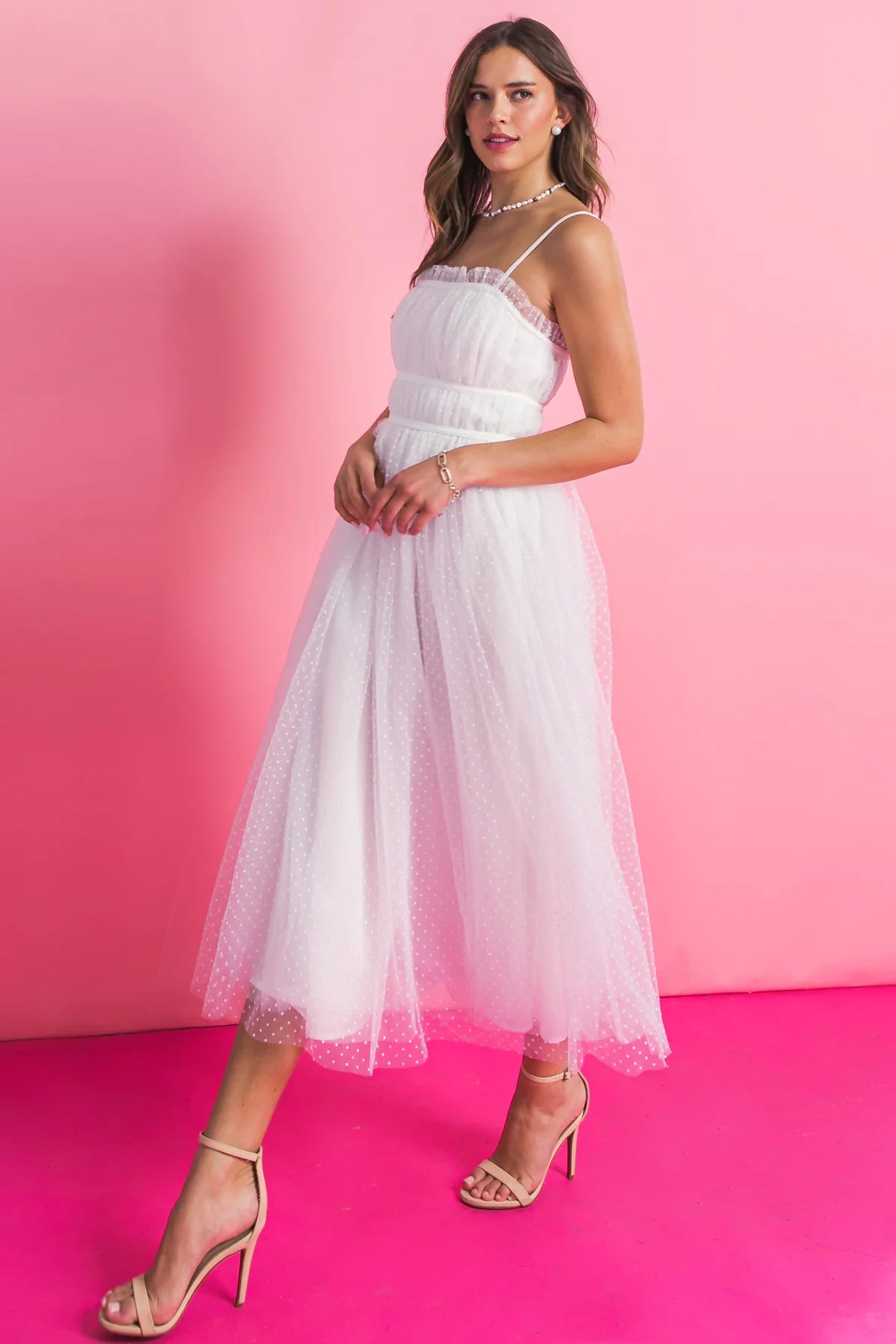 WON YOUR HEART TULLE MIDI DRESS